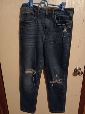No Boundaries Dark Blue Distressed Straight Leg Jeans